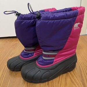 SOREL fleece line rubber outdoor winter snow boots purple pink size US 6 eu 38